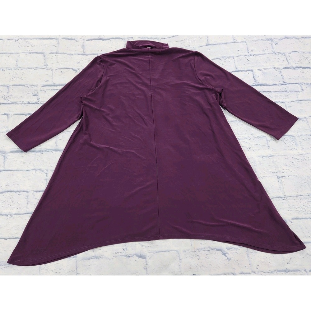 Clara Sun Woo 3/4 Sleeve Shirt WOMENS XL Purple Asymmetric Hem Stretch - Picture 9 of 10